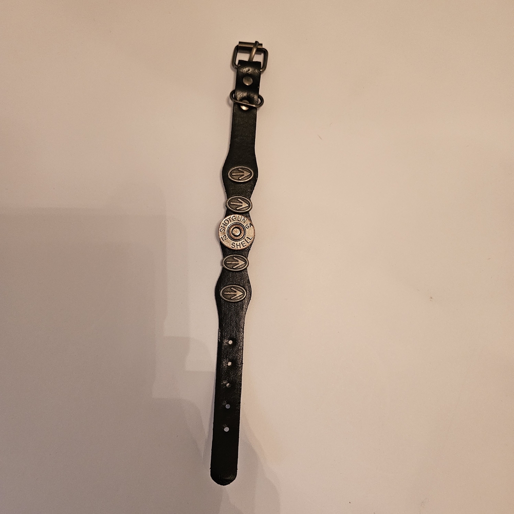 Diesel Black Leather Bracelet with Metal Bullet Cap Accent